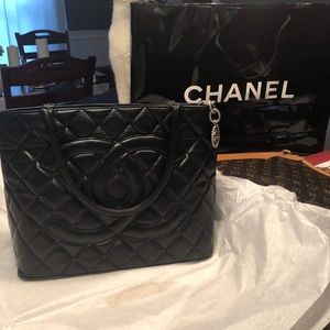 Black Chanel medallion tote